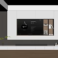 Modern TV Wall Design With White Cabinets Wooden Shelves And Decorative Items