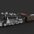 Vintage Steam Train Black And White Locomotive With Red Roof Palace Passenger Carriages