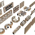 Diverse Bookcase Designs With Various Shapes Shelving Units And Display Spaces 3d model