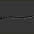 Modern Weapon Sword With Black Red Glowing Blade And Reflective Surface