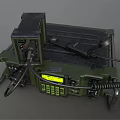 Green Military Style Television Set With Digital Display Control Buttons And Cable Design