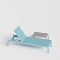 Blue Outdoor Lounger Chair With Matching Gray Side Table For Patio Relaxation