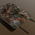Military Tank With Camouflage Paint Number 215 Gun Barrel And Tracks