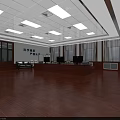 Modern Monitoring Room Interior Design With Multiple Monitors Control Desk And Wooden Floor