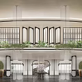 Luxurious Hotel Lobby Interior With Green Plants Marble Floor And Glass Doors