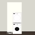 White Stackable Washing Machine and Dryer in Modern Integrated Cabinet Design 3d model