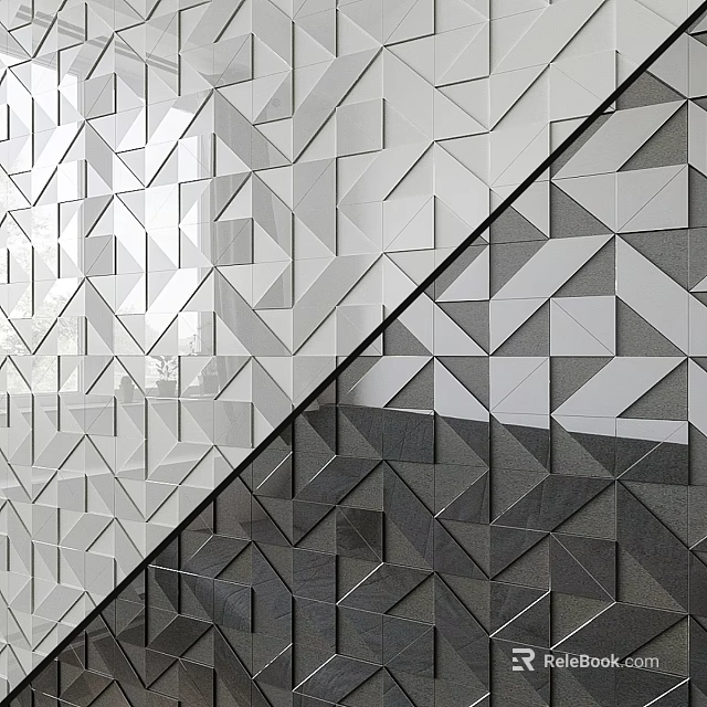 Modern Geometric Wall Components With Light And Dark Gray Patterns 3d model