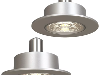 Modern Silver Metal Downlights And Spotlights With Bright LED Bulbs Sleek Recessed Design 3d model