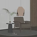 Modern Minimalist Leather Accent Chair With Side Table Plant And Floor Lamp