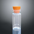 Transparent Glass Bottle With Orange Cork Stopper For Household Storage Use