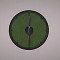 Traditional Round Shield With Green Red Patterns Metal Center And Riveted Edges