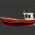 Small Red And White Boat With Deck Rails Cabin Windows And Open Deck