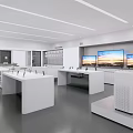 Bright Modern Digital Store Interior Featuring Display Counters Smartphones Laptops And Accessories