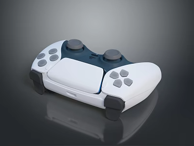 Modern Ergonomic Game Controller With White Gray Design And Analog Sticks 3d model