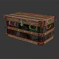 Rustic Vintage Wooden Trunk with Metal Hardware and Textured Surface Design