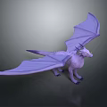 Purple Dragon Character With Large Wings In Standing Pose 3D Rendering