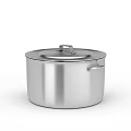 Stainless Steel Storage Cabinet With Silver Lid And Handle On White Background