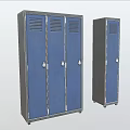 Blue Metal Wardrobe Featuring Three Door And Single Door Design With Vents And Locks