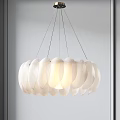 Modern White Petal Shaped Chandelier With Suspended Design And Soft Lighting