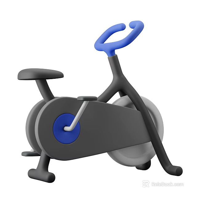 Modern Stationary Bike With Gray Frame And Blue Accents For Home Fitness 3d model 