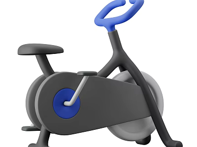 Modern Stationary Bike With Gray Frame And Blue Accents For Home Fitness 3d model