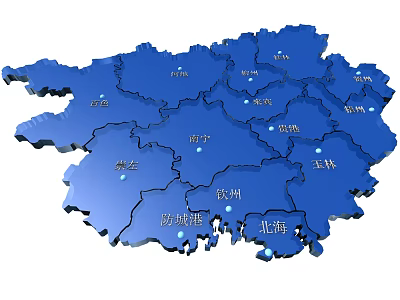Blue 3D Chinese Map Wall Decor With City Markers And Detailed Design 3d model