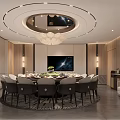Elegant New Chinese Style Private Dining Room With Large Round Table And Luxury Interior Design