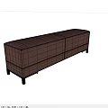 Brown Leather Sofa Bench With Metal Legs On Herringbone Pattern Floor