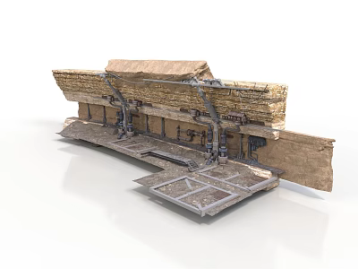 Industrial Scene Structure With Wooden Panels Metal Frame And Platform Base 3d model