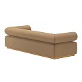 Brown Fabric Sofa with Round Arms and Wooden Base Simple Design 3d model