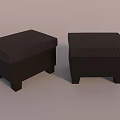 Two Black Square Upholstered Ottoman with Soft Padding for Living Room