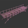 Rustic Wooden Bridge Structure With Planks And Support Beams Design 3d model