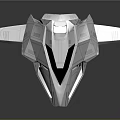 Futuristic Geometric Concept Aircraft With Metallic Surface And Blue Accent Lights