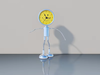 Simple Panel Door Design With Blue Clock Figure On Gray Surface And Light Wall 3d model