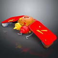 Vibrant Red Yellow Mechanical Toy Insect With Large Detachable Wings And Fun Design