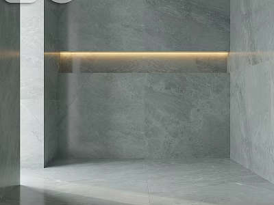 Gray Tile Wall And Floor Design With Horizontal Light Strip In Modern Interior 3d model