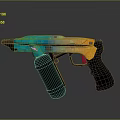 Colorful Tactical Pistol With Blue Orange Green Pattern Black Grip And Magazine For Modern Use