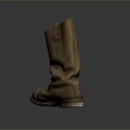 Old Brown Heavy Duty Work Boots With Wear Marks Hard Sole And High Shaft