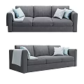 Modern Gray Sectional Sofa Interior With Soft Throw Pillows And Blanket 3d model