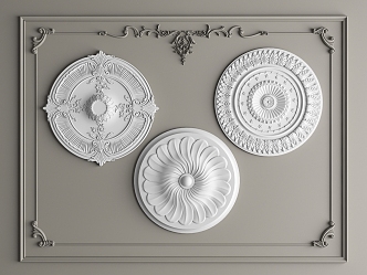 French plaster line carved lamp panel 3d model