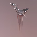 Elegant Silver Butterfly Shaped Hairpin With Top Ball And Slender Metallic Pins