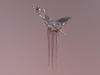 Modern Hairpin Cicada-Shaped Hairpin Jewelry 3d model