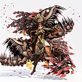 Game Movie Female Character With Ornate Armor Mechanical Tentacles And Red Petals