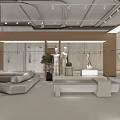 Modern Clothing Store Interior With Mannequins Sofa Racks And Decorative Plants