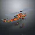 Detailed Colorful Military Helicopter Model With Patterned Body And Small Accessories