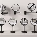Multiple Round Black Framed Mirrors With Wall Mounted And Tabletop Designs 3d model