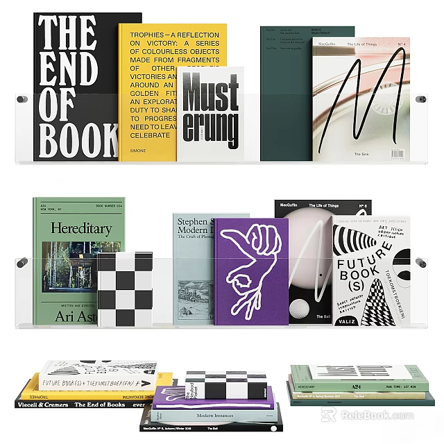 Books and Magazines With Various Colorful Covers And Modern Abstract Designs 3d model 