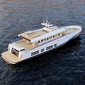 Modern Luxury Yacht With Open Deck Sailing On Calm Ocean Waters