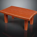 Rustic Wooden Table With Natural Grain Plank Top And Four Legs Design