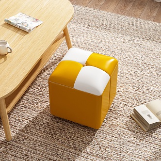 Modern Sofa Stool Small Square Stool Book Carpet Coffee Table Combination 3d model